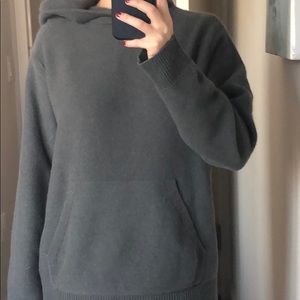 Vince olive green hooded cashmere sweater